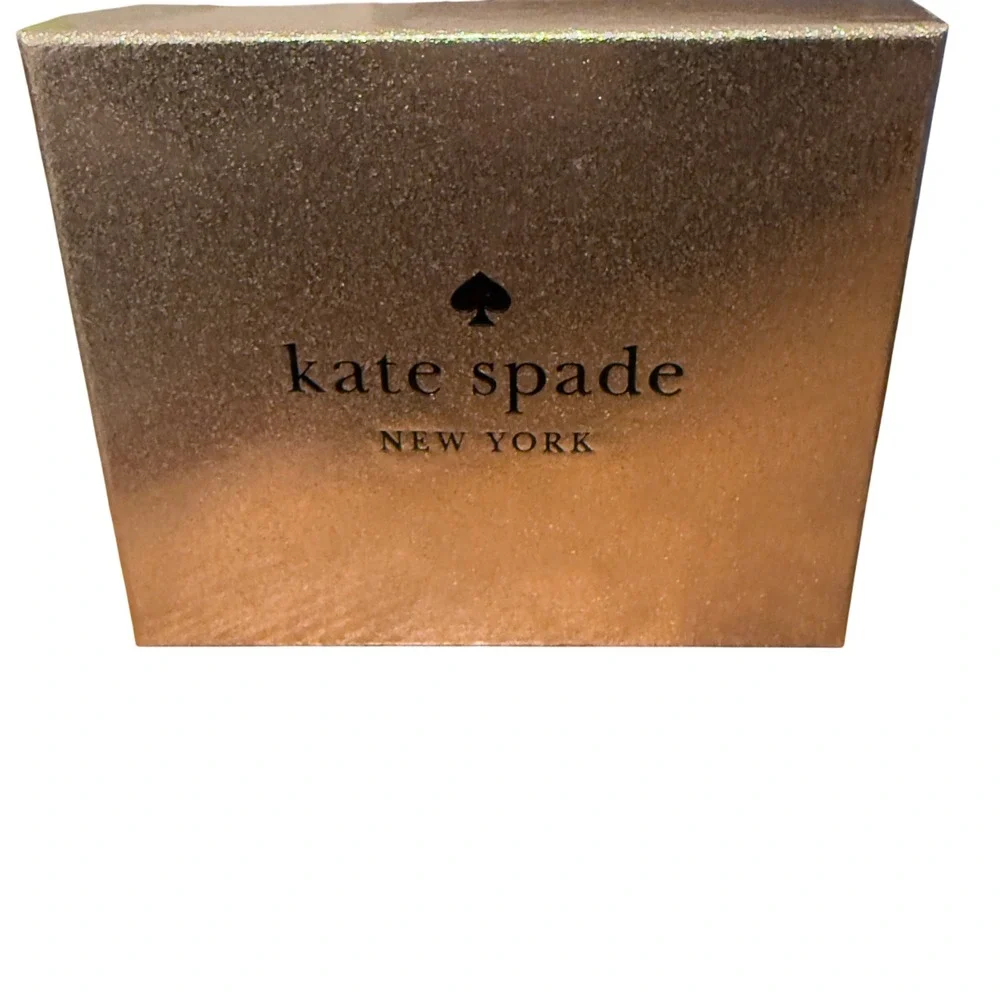 Kate Spade New York Black Glitter Slim Card Holder Wallet New In‎ Box